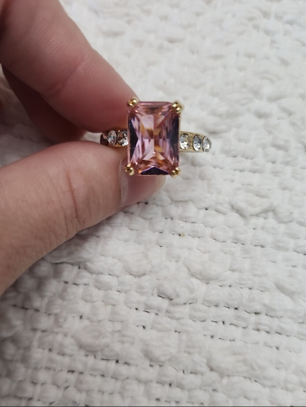 Elegant Luxury Romantic Princess Engagement Ring With Dazzling Pink Square